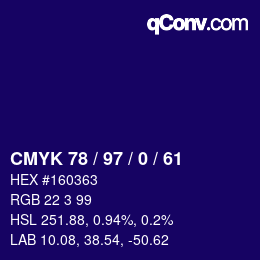 Color code: CMYK 78 / 97 / 0 / 61 | qconv.com