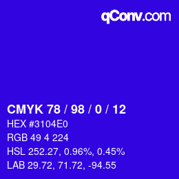 颜色代码: CMYK 78 / 98 / 0 / 12 | qconv.com