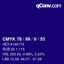 Color code: CMYK 78 / 99 / 0 / 55 | qconv.com