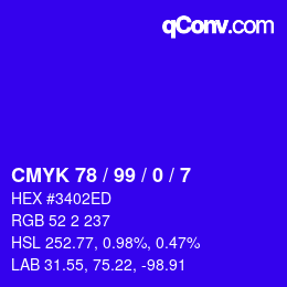 カラーコード: CMYK 78 / 99 / 0 / 7 | qconv.com