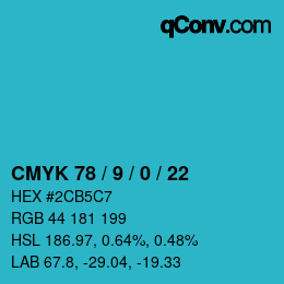 Código de color: CMYK 78 / 9 / 0 / 22 | qconv.com