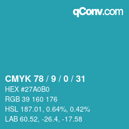 Color code: CMYK 78 / 9 / 0 / 31 | qconv.com
