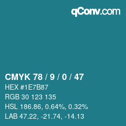 Color code: CMYK 78 / 9 / 0 / 47 | qconv.com