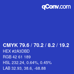 Color code: CMYK 79.6 / 70.2 / 8.2 / 19.2 | qconv.com