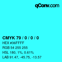 Color code: CMYK 79 / 0 / 0 / 0 | qconv.com