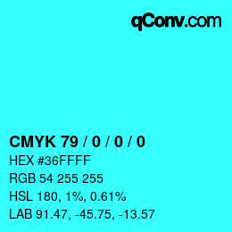 颜色代码: CMYK 79 / 0 / 0 / 0 | qconv.com