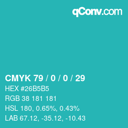 Color code: CMYK 79 / 0 / 0 / 29 | qconv.com