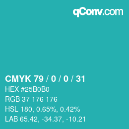 Color code: CMYK 79 / 0 / 0 / 31 | qconv.com