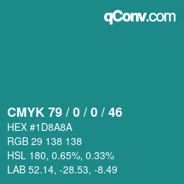 Color code: CMYK 79 / 0 / 0 / 46 | qconv.com