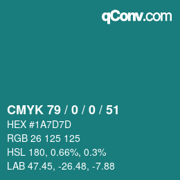 Color code: CMYK 79 / 0 / 0 / 51 | qconv.com