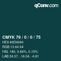 Color code: CMYK 79 / 0 / 0 / 75 | qconv.com