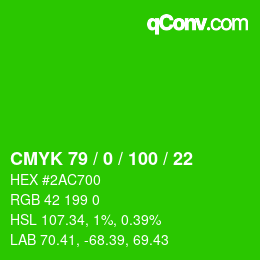 颜色代码: CMYK 79 / 0 / 100 / 22 | qconv.com