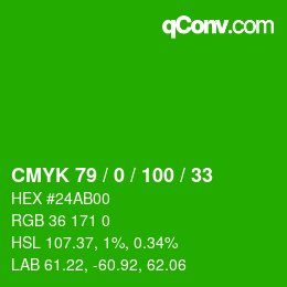 Farbcode: CMYK 79 / 0 / 100 / 33 | qconv.com