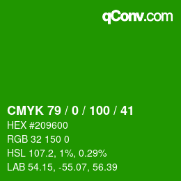 颜色代码: CMYK 79 / 0 / 100 / 41 | qconv.com