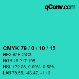 Color code: CMYK 79 / 0 / 10 / 15 | qconv.com