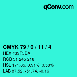 Código de color: CMYK 79 / 0 / 11 / 4 | qconv.com
