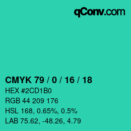 カラーコード: CMYK 79 / 0 / 16 / 18 | qconv.com