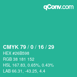 Color code: CMYK 79 / 0 / 16 / 29 | qconv.com