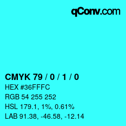 カラーコード: CMYK 79 / 0 / 1 / 0 | qconv.com