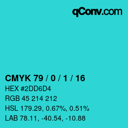 颜色代码: CMYK 79 / 0 / 1 / 16 | qconv.com