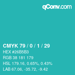 Color code: CMYK 79 / 0 / 1 / 29 | qconv.com