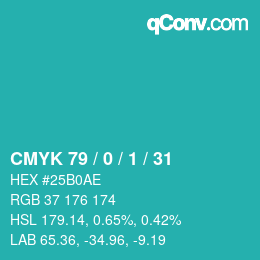 カラーコード: CMYK 79 / 0 / 1 / 31 | qconv.com
