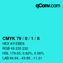 Color code: CMYK 79 / 0 / 1 / 8 | qconv.com