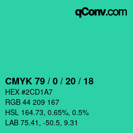Color code: CMYK 79 / 0 / 20 / 18 | qconv.com