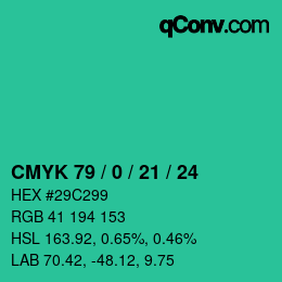 颜色代码: CMYK 79 / 0 / 21 / 24 | qconv.com