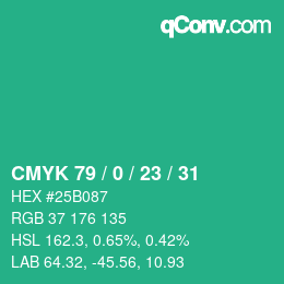 Color code: CMYK 79 / 0 / 23 / 31 | qconv.com