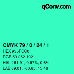 Color code: CMYK 79 / 0 / 24 / 1 | qconv.com