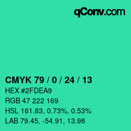 カラーコード: CMYK 79 / 0 / 24 / 13 | qconv.com
