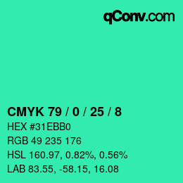Color code: CMYK 79 / 0 / 25 / 8 | qconv.com