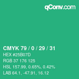 Color code: CMYK 79 / 0 / 29 / 31 | qconv.com