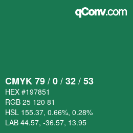 Color code: CMYK 79 / 0 / 32 / 53 | qconv.com