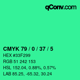 Color code: CMYK 79 / 0 / 37 / 5 | qconv.com