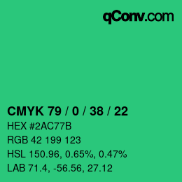Color code: CMYK 79 / 0 / 38 / 22 | qconv.com