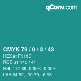 Color code: CMYK 79 / 0 / 3 / 43 | qconv.com