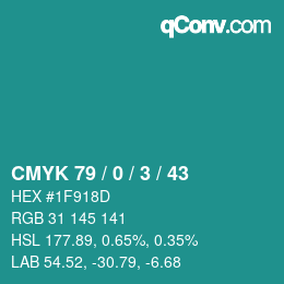 Color code: CMYK 79 / 0 / 3 / 43 | qconv.com