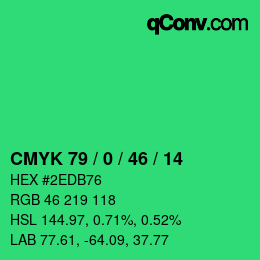 Color code: CMYK 79 / 0 / 46 / 14 | qconv.com
