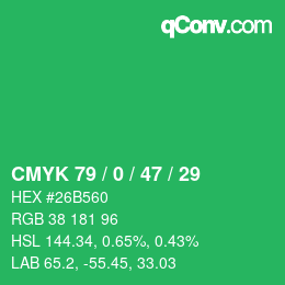 Color code: CMYK 79 / 0 / 47 / 29 | qconv.com