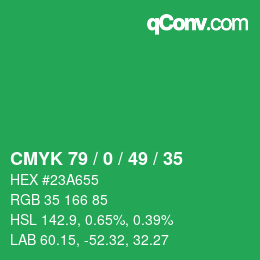 Color code: CMYK 79 / 0 / 49 / 35 | qconv.com