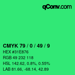 Color code: CMYK 79 / 0 / 49 / 9 | qconv.com
