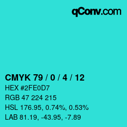Código de color: CMYK 79 / 0 / 4 / 12 | qconv.com