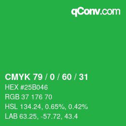 颜色代码: CMYK 79 / 0 / 60 / 31 | qconv.com