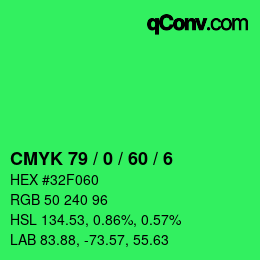 Color code: CMYK 79 / 0 / 60 / 6 | qconv.com