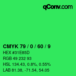 颜色代码: CMYK 79 / 0 / 60 / 9 | qconv.com