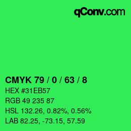 Color code: CMYK 79 / 0 / 63 / 8 | qconv.com