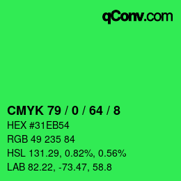 Color code: CMYK 79 / 0 / 64 / 8 | qconv.com