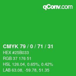 颜色代码: CMYK 79 / 0 / 71 / 31 | qconv.com